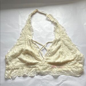 Victoria Secret Pink Off White Lace Unlined Bralette Size Large